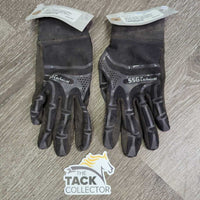 Cloth Grippy Gloves *gc/fair, v.dirty, faded, residue, snags, rubs, pills
