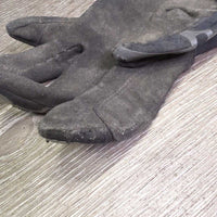 Cloth Grippy Gloves *gc/fair, v.dirty, faded, residue, snags, rubs, pills

