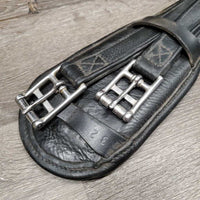 Self Adjusting Padded Leather Short Girth, 0 elastics *gc, film, dirt jockies, hairy seams, older, creased, rubbed
