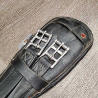 Self Adjusting Padded Leather Short Girth, 0 elastics *gc, film, dirt jockies, hairy seams, older, creased, rubbed
