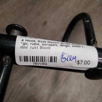 4 Hook Stall Mount Bridle Rack *gc, rubs, scrapes, dings, older?, mnr rust
