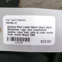 Euro Seat Breeches *vgc, mnr unstitched seams, rubs, hair, pills & rubs, curled inner waist
