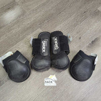 Open Front & Hind Boots, velcro *gc/fair, clean, pilly/frayed edges, scrapes, residue, faded, scratches
