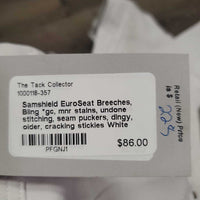 EuroSeat Breeches, Bling *gc, mnr stains, undone stitching, seam puckers, dingy, older, cracking stickies
