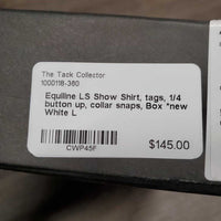 LS Show Shirt, tags, 1/4 button up, collar snaps, Box *new

