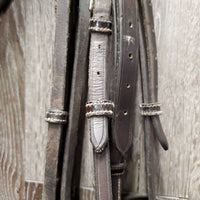 "Week Monday" FS Rsd Padded Monocrown Bridle, Rubber Reins *gc, NO Flash, dirty, Missing Logo, loose keepers, scrapes, bent, dent, stains, rubs
