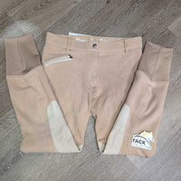 Hvy Cotton Euro Seat Breeches *gc, hair, rubs, pills, stains, seams: unstitched, sm holes & stains, older, knees
