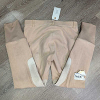 Hvy Cotton Euro Seat Breeches *gc, hair, rubs, pills, stains, seams: unstitched, sm holes & stains, older, knees
