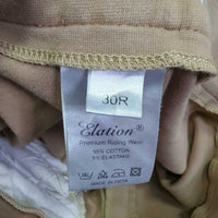 Hvy Cotton Euro Seat Breeches *gc, hair, rubs, pills, stains, seams: unstitched, sm holes & stains, older, knees

