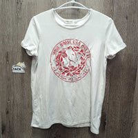 JUNIORS SS Cotton T Shirt "Your Horse can only be ..." *gc, hair, mnr dingy, stains, rubs
