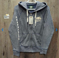Hvy Sweatshirt Hoodie - Jacket, zip *gc, rubs, older?, rubs, mnr wavy zipper
