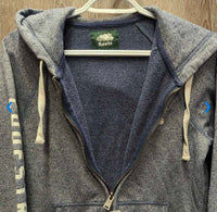 Hvy Sweatshirt Hoodie - Jacket, zip *gc, rubs, older?, rubs, mnr wavy zipper
