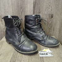 Paddock Boots, laces *gc/fair, dented/folded toes, mnr dirt, film, peeling, inside: pills, curled
