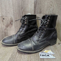 Paddock Boots, laces *gc/fair, dented/folded toes, mnr dirt, film, peeling, inside: pills, curled
