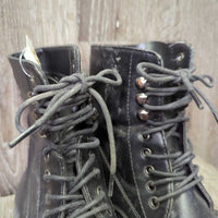 Paddock Boots, laces *gc/fair, dented/folded toes, mnr dirt, film, peeling, inside: pills, curled
