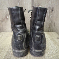 Paddock Boots, laces *gc/fair, dented/folded toes, mnr dirt, film, peeling, inside: pills, curled
