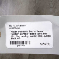 Paddock Boots, laces *gc/fair, dented/folded toes, mnr dirt, film, peeling, inside: pills, curled
