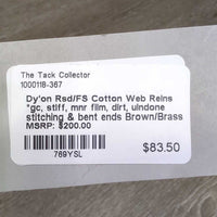 Rsd/FS Cotton Web Reins *gc, stiff, mnr film, dirt, uindone stitching & bent ends
