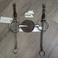 Thick Hvy Loose Ring Gag Bit, 2x Nunn Finer Nylon Rope Cheeks, guards *gc, clean, residue, faded, rubs, cut off keepers, stains, v.worn guards, rubs

