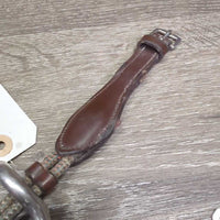 Thick Hvy Loose Ring Gag Bit, 2x Nunn Finer Nylon Rope Cheeks, guards *gc, clean, residue, faded, rubs, cut off keepers, stains, v.worn guards, rubs

