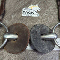 Thick Hvy Loose Ring Gag Bit, 2x Nunn Finer Nylon Rope Cheeks, guards *gc, clean, residue, faded, rubs, cut off keepers, stains, v.worn guards, rubs
