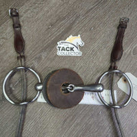 Thick Hvy Loose Ring Gag Bit, 2x Nunn Finer Nylon Rope Cheeks, guards *gc, clean, residue, faded, rubs, cut off keepers, stains, v.worn guards, rubs

