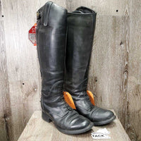 Lined Field Boots, 2 Gold Ariat forms *gc, older, clean, repaired/extended, separated toe, sticky zips, mnr dirt, older, split
