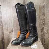 Lined Field Boots, 2 Gold Ariat forms *gc, older, clean, repaired/extended, separated toe, sticky zips, mnr dirt, older, split
