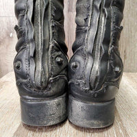 Lined Field Boots, 2 Gold Ariat forms *gc, older, clean, repaired/extended, separated toe, sticky zips, mnr dirt, older, split
