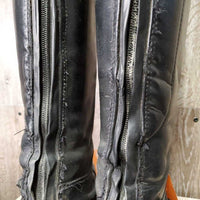 Lined Field Boots, 2 Gold Ariat forms *gc, older, clean, repaired/extended, separated toe, sticky zips, mnr dirt, older, split
