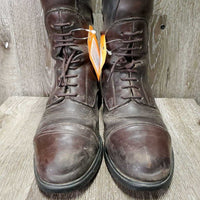 Winter Field Boots, Gold Ariat forms *gc/fair, mnr dirt, scrapes, scratches, torn edge-L, replaced zips, unstiched, cracking, older
