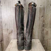 Winter Field Boots, Gold Ariat forms *gc/fair, mnr dirt, scrapes, scratches, torn edge-L, replaced zips, unstiched, cracking, older
