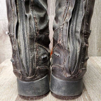 Winter Field Boots, Gold Ariat forms *gc/fair, mnr dirt, scrapes, scratches, torn edge-L, replaced zips, unstiched, cracking, older
