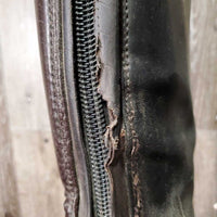 Winter Field Boots, Gold Ariat forms *gc/fair, mnr dirt, scrapes, scratches, torn edge-L, replaced zips, unstiched, cracking, older
