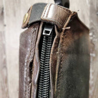 Winter Field Boots, Gold Ariat forms *gc/fair, mnr dirt, scrapes, scratches, torn edge-L, replaced zips, unstiched, cracking, older
