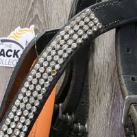 Rsd Padded Monocrown Dressage Bridle, Flash, Bling, Buckles *gc, clean, mnr rubs & dents, loose & missing keepers, bling: missing & loose edges
