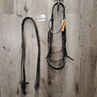 Monocrown Bridle, Drop noseband, Cotton Web Reins, Bling *gc/vgc, mnr dirt, loose keepers, broken keeper, loose & missing bling
