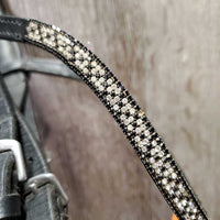 Monocrown Bridle, Drop noseband, Cotton Web Reins, Bling *gc/vgc, mnr dirt, loose keepers, broken keeper, loose & missing bling

