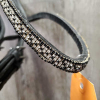 Monocrown Bridle, Drop noseband, Cotton Web Reins, Bling *gc/vgc, mnr dirt, loose keepers, broken keeper, loose & missing bling

