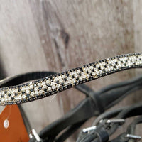 Monocrown Bridle, Drop noseband, Cotton Web Reins, Bling *gc/vgc, mnr dirt, loose keepers, broken keeper, loose & missing bling
