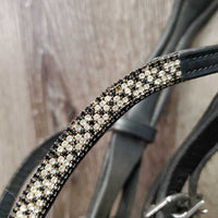 Monocrown Bridle, Drop noseband, Cotton Web Reins, Bling *gc/vgc, mnr dirt, loose keepers, broken keeper, loose & missing bling

