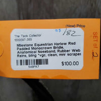 Rsd Padded Monocrown Bridle, Anatomical Noseband, Rubber Web Reins, bling *vgc, clean, mnr scrapes, rubs, dirt & scuffs
