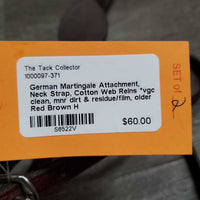 German Martingale Attachment, Neck Strap, Cotton Web Reins *vgc, clean, mnr dirt & residue/film, older
