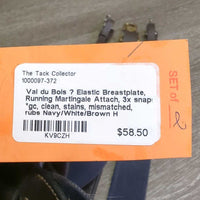 Elastic Breastplate, Running Martingale Attach, 3x snaps *gc, clean, stains, mismatched, rubs
