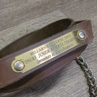 23.5" Nose Chain, 59" Short Leather Lead Shank "Millarville 2003" *gc/fair, older, residue, sticky, scraped edges, chips, rubs
