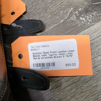 Open Front Leather Lined Boots, tabs *vgc/xc, clean, v.mnr film & scratches
