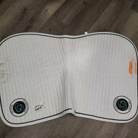 Channel Jumper Saddle Pad, piping, embroidery *vgc, mnr stains, hair, dingy underside
