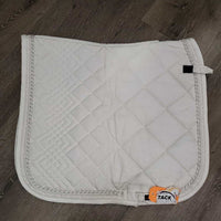 Quilt Dressage Saddle Pad, x2 piping, tabs *vgc, stains, rubs, mnr tear
