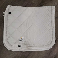 Quilt Dressage Saddle Pad, x2 piping, tabs *vgc, stains, rubs, mnr tear
