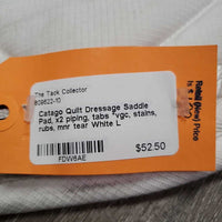 Quilt Dressage Saddle Pad, x2 piping, tabs *vgc, stains, rubs, mnr tear

